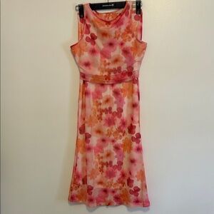 Maggy London Pink and Orange Floral Midi Dress